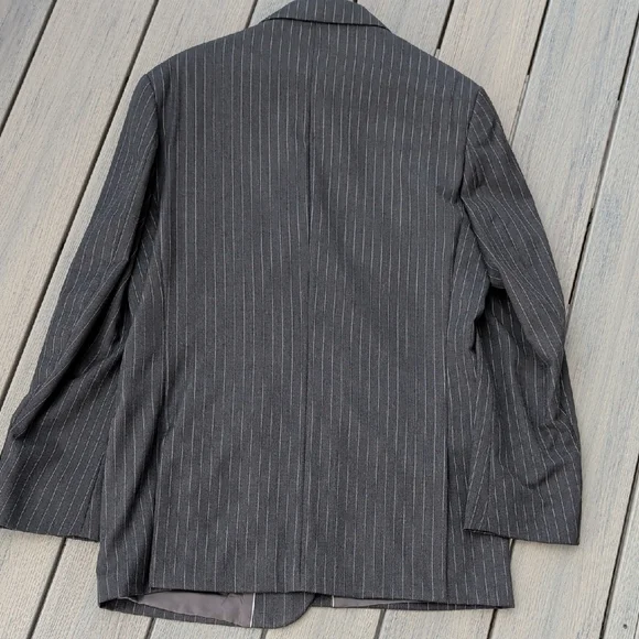 Men's Pinstripe Blazer - Black - Picture 7 of 12